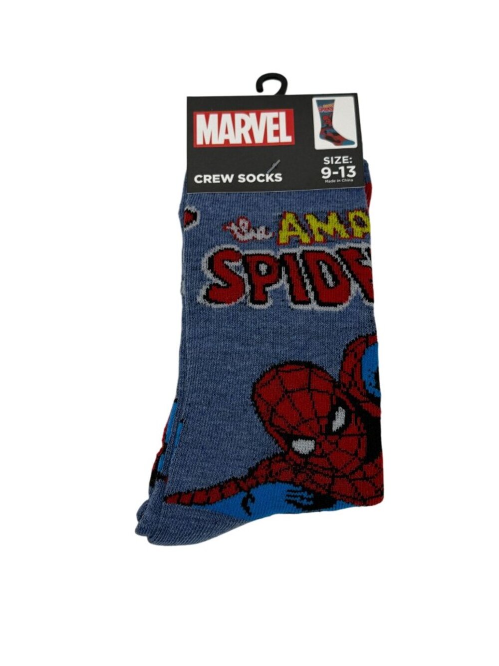 Marvel Spider Man Crew Socks Mens 9-13 Red Blue Character NWT